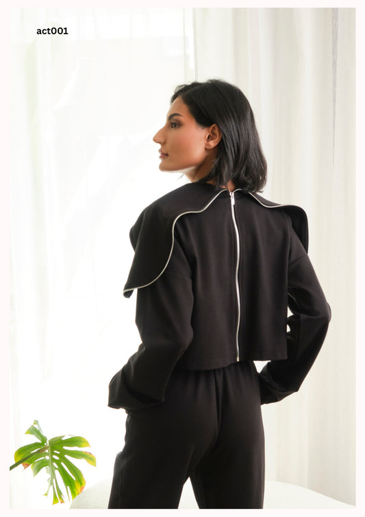 act001 - Black Hooded Zip Set - Premium Modular Set