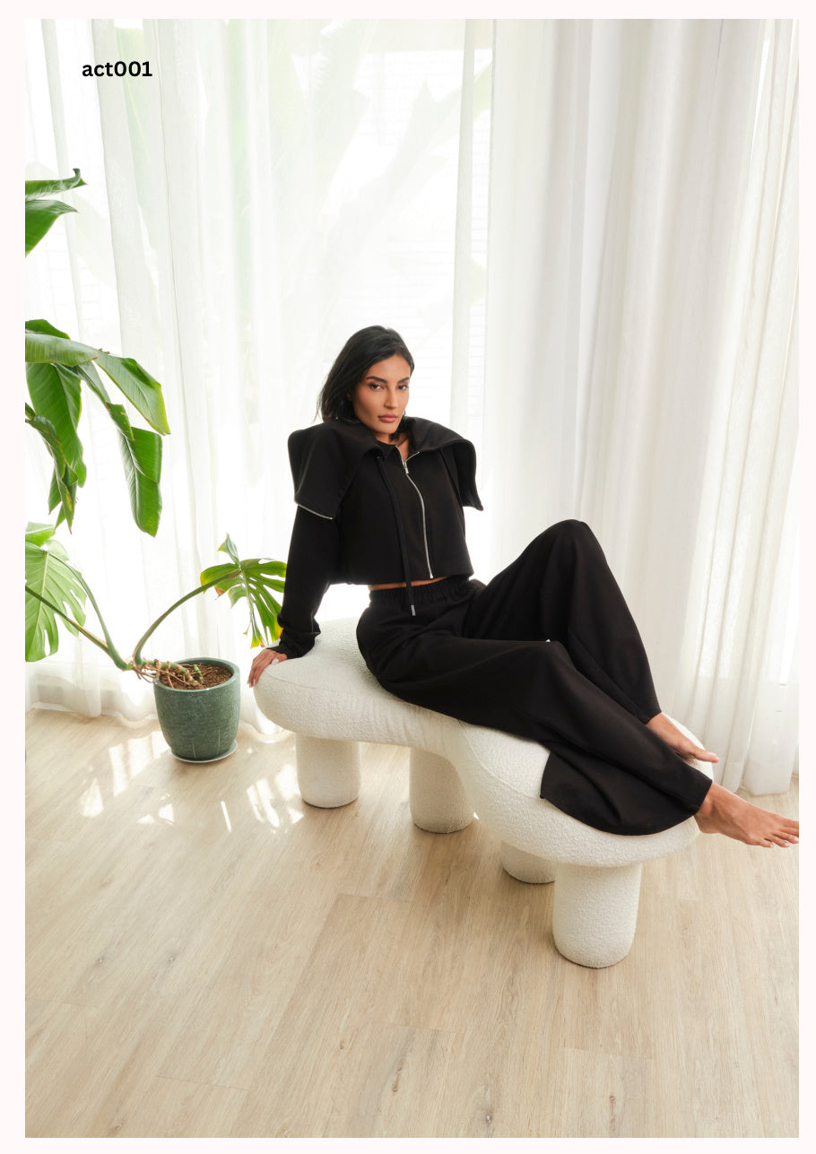 act001 - Black Hooded Zip Set - Premium Modular Set
